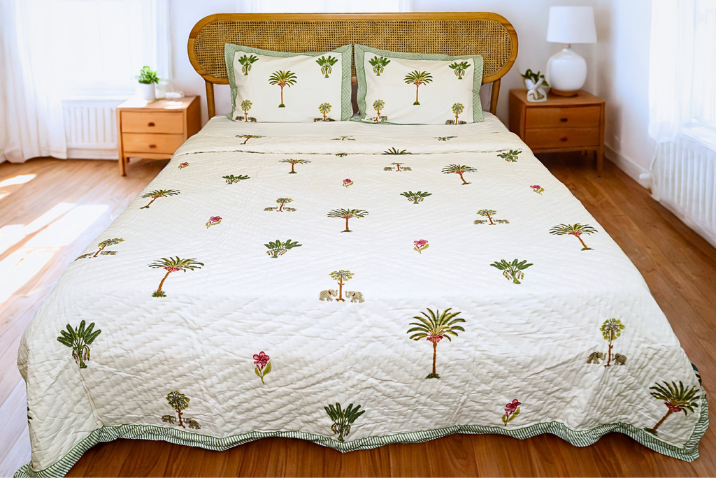 Ivory Palm Aangan Bedsheet