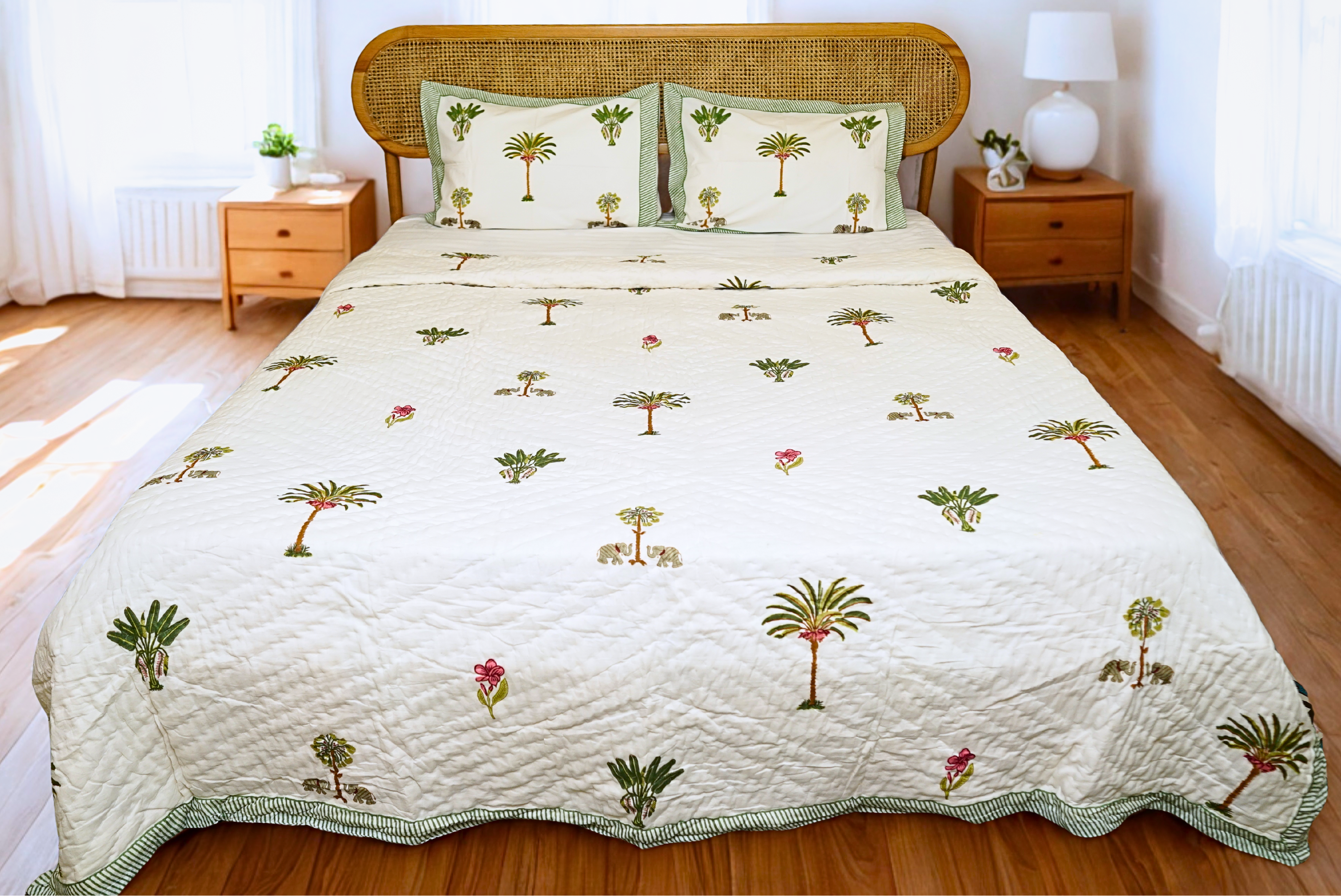 Ivory Palm Aangan Bedsheet
