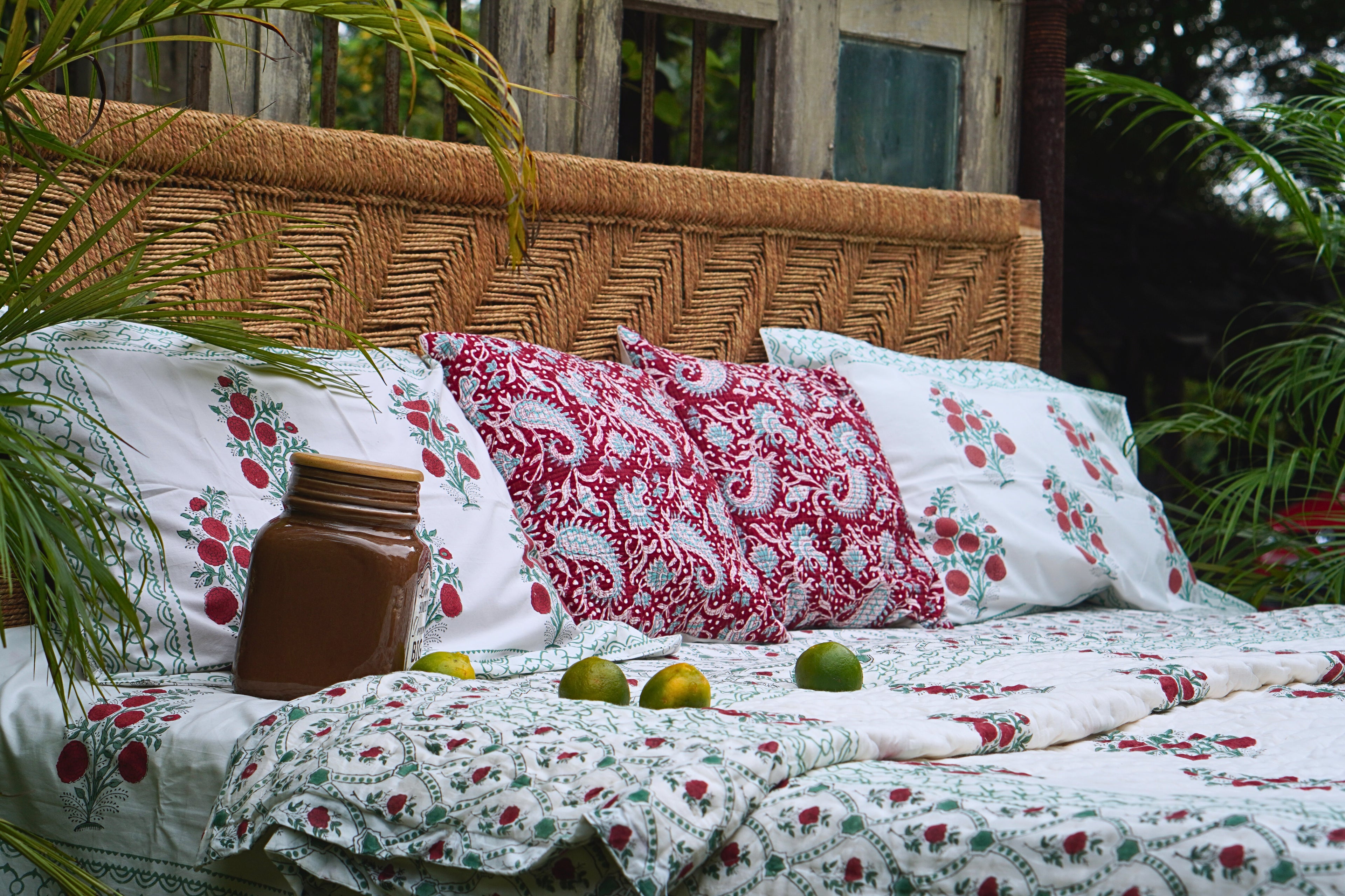 Teal Rangoli quilted Cushion Cover