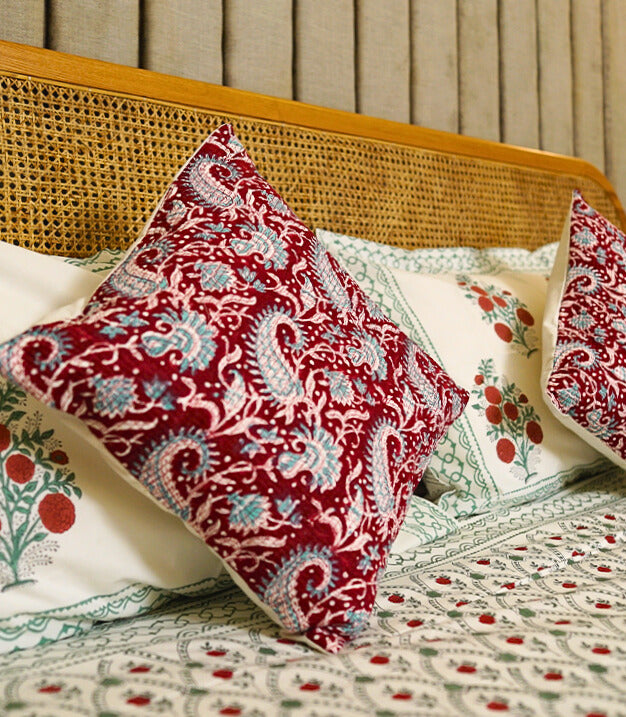 Teal Rangoli quilted Cushion Cover