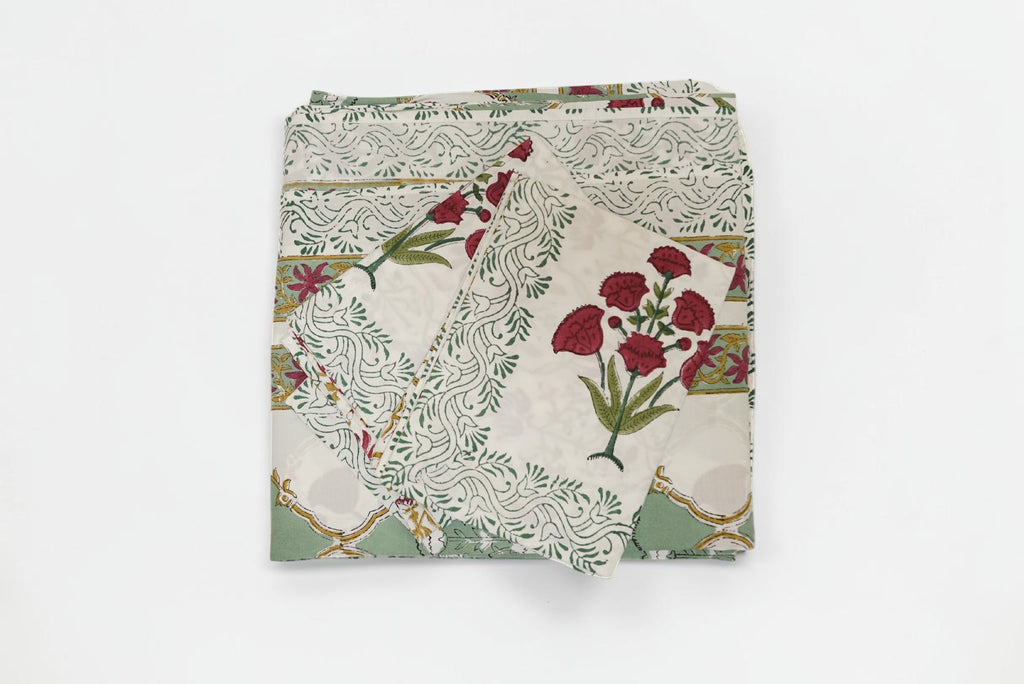 Mogra Mehfil Premium Handblocked Percale Cotton Bedsheet