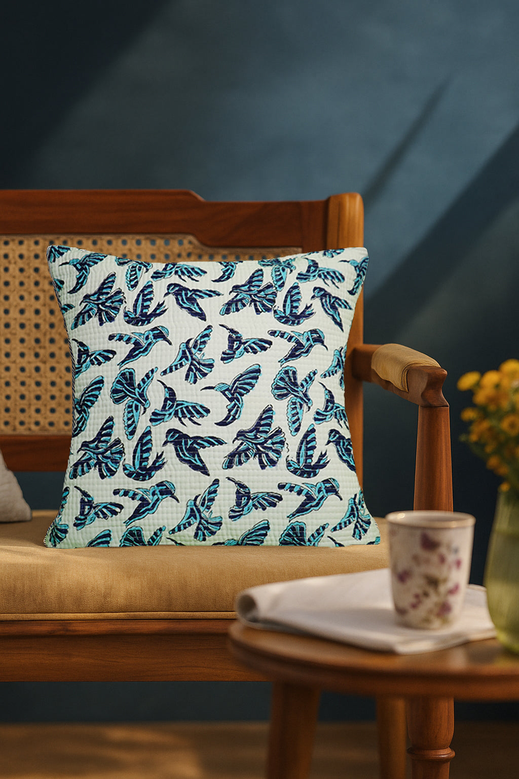 Flight Folklore quilted Cushion Cover