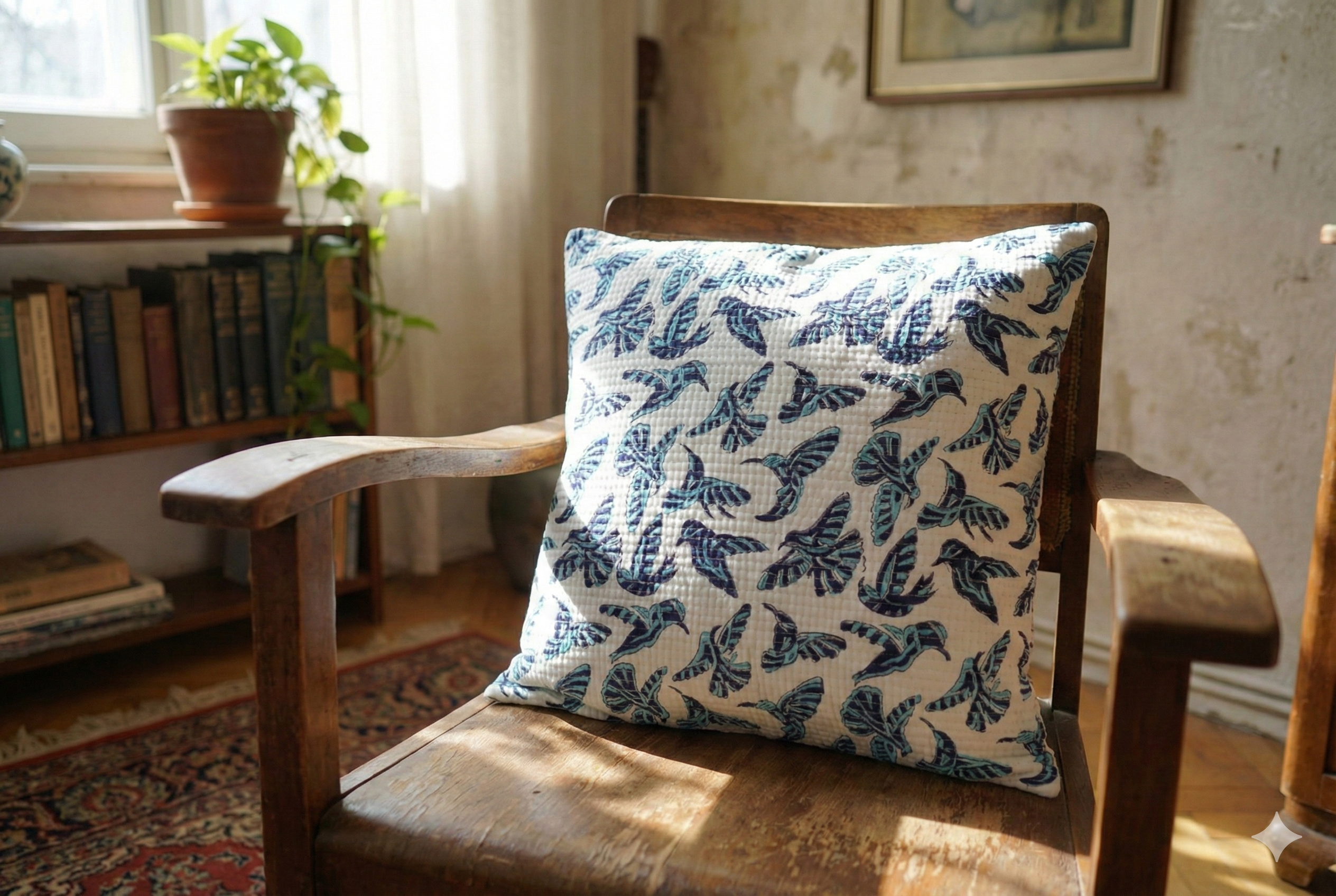 Flight Folklore quilted Cushion Cover