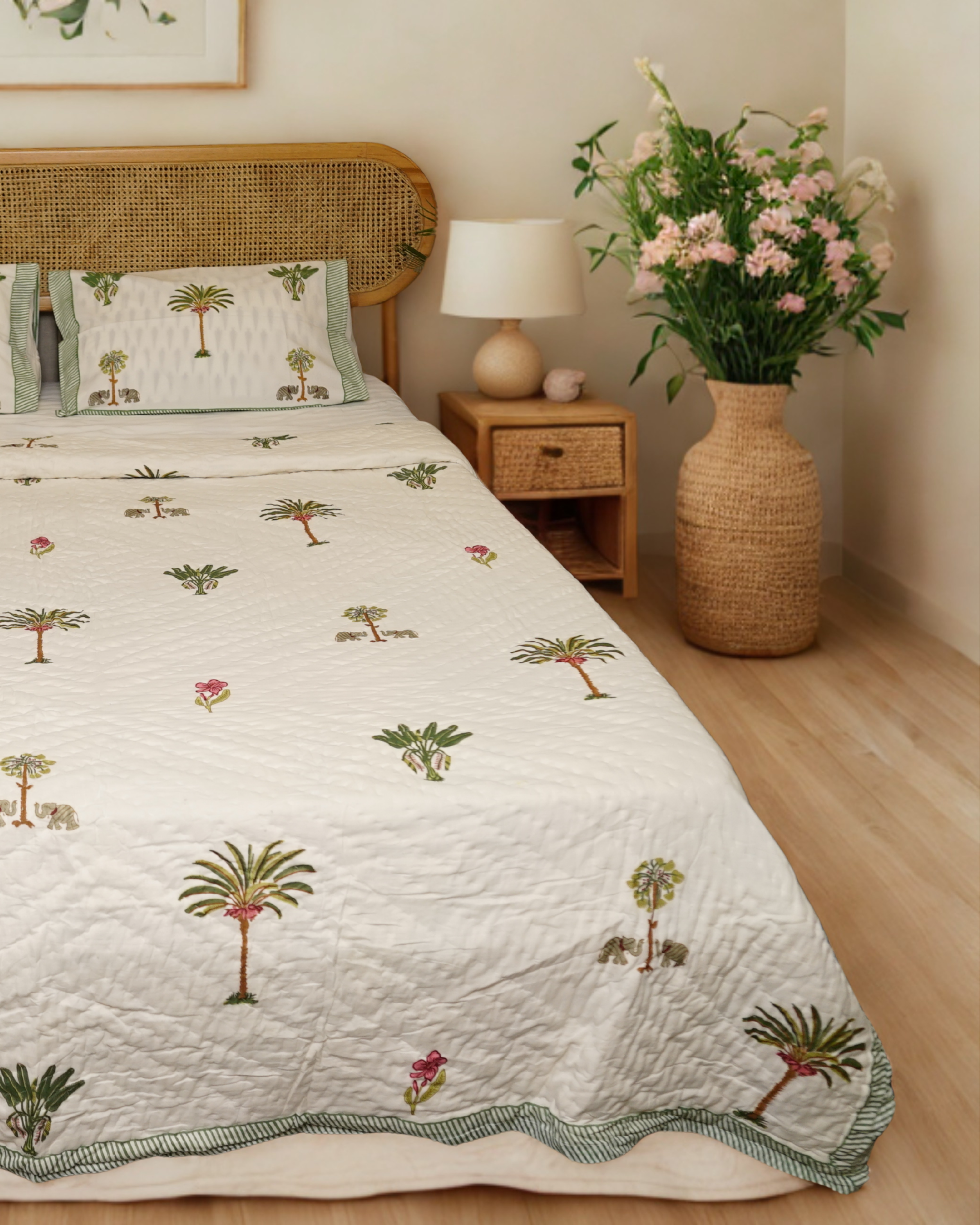 Ivory Palm Aangan Quilt