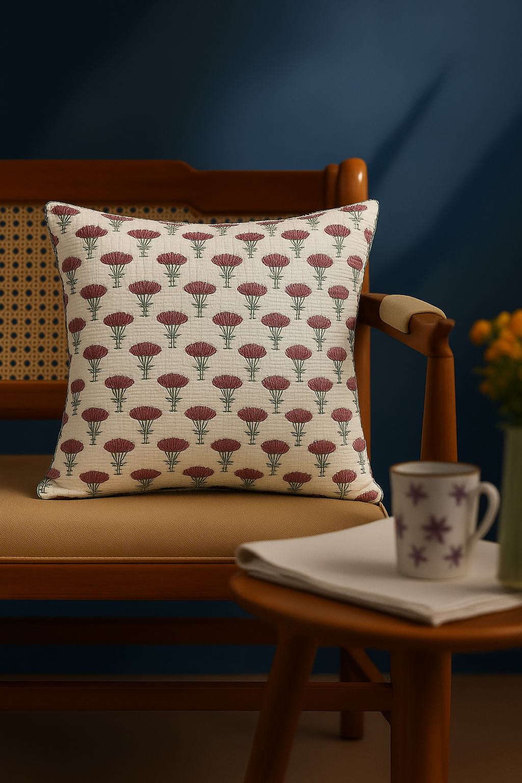 Laal Jharokha quilted Cushion Cover