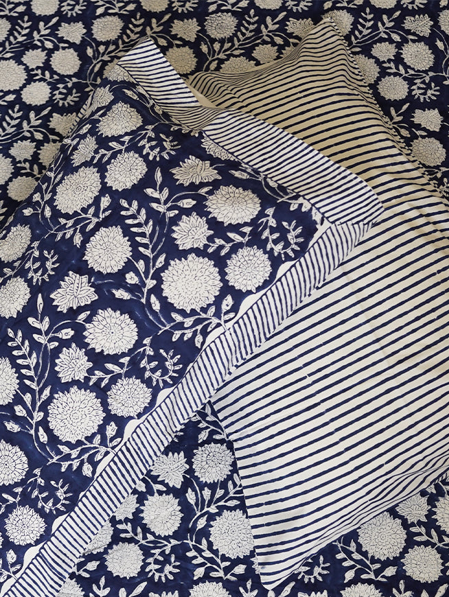 Midnight Phoolkari Bedsheet