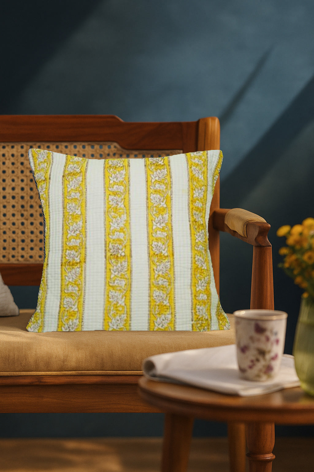 Mustard Bagh quilted Cushion Cover