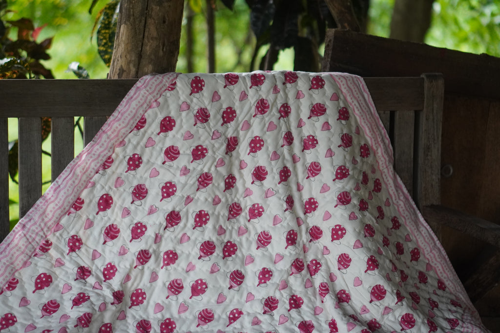 Pink Spinning Heart Quilt