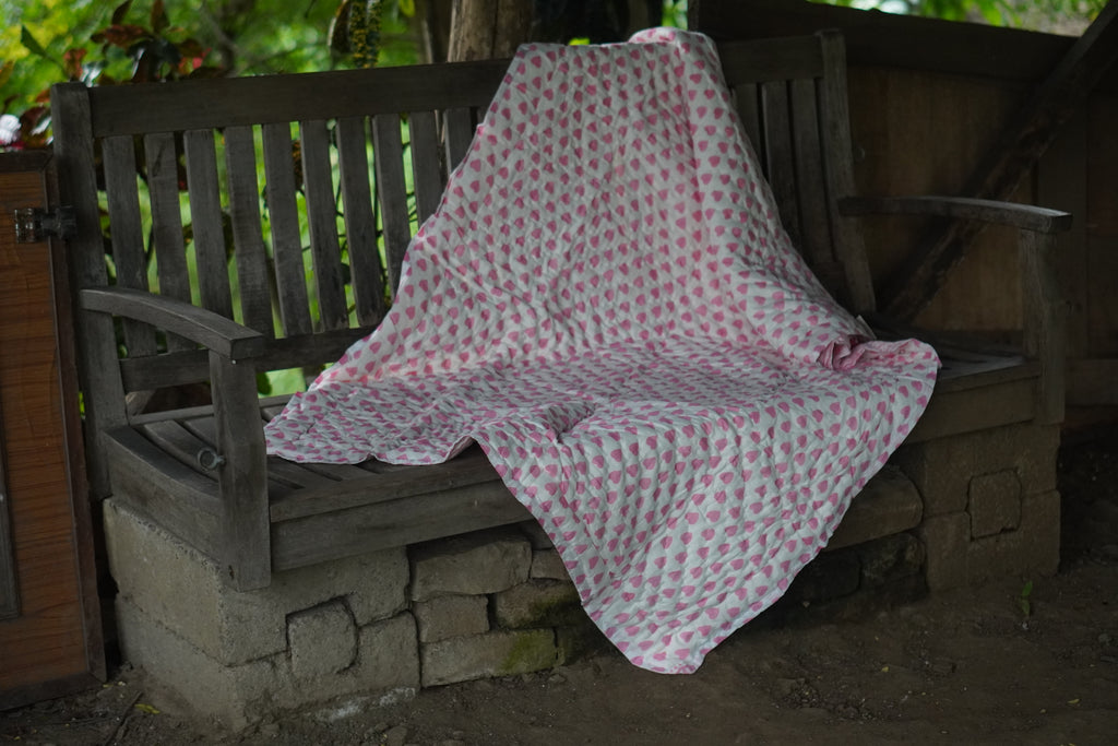 Pink Spinning Heart Quilt