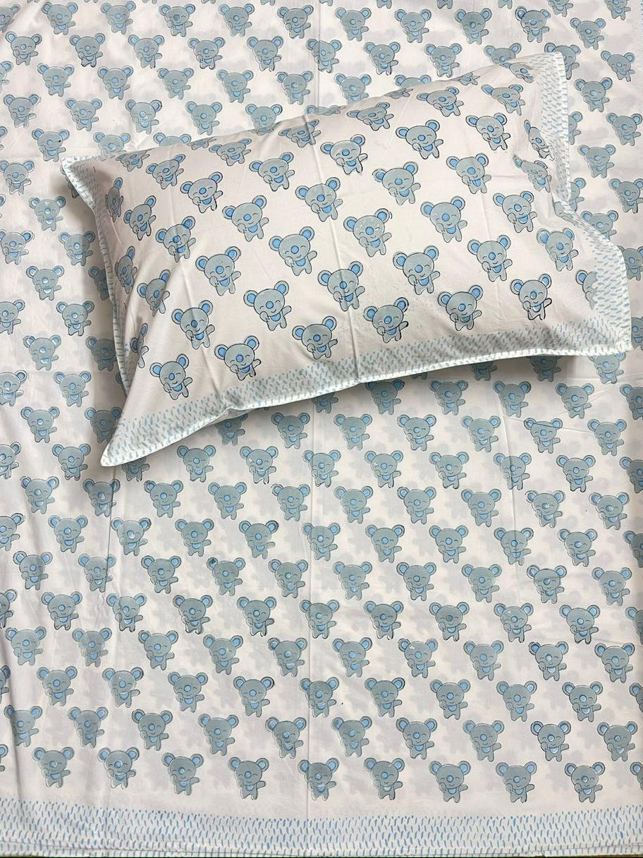 Koala Cloud Play Premium Handblocked Percale Cotton Bedsheet