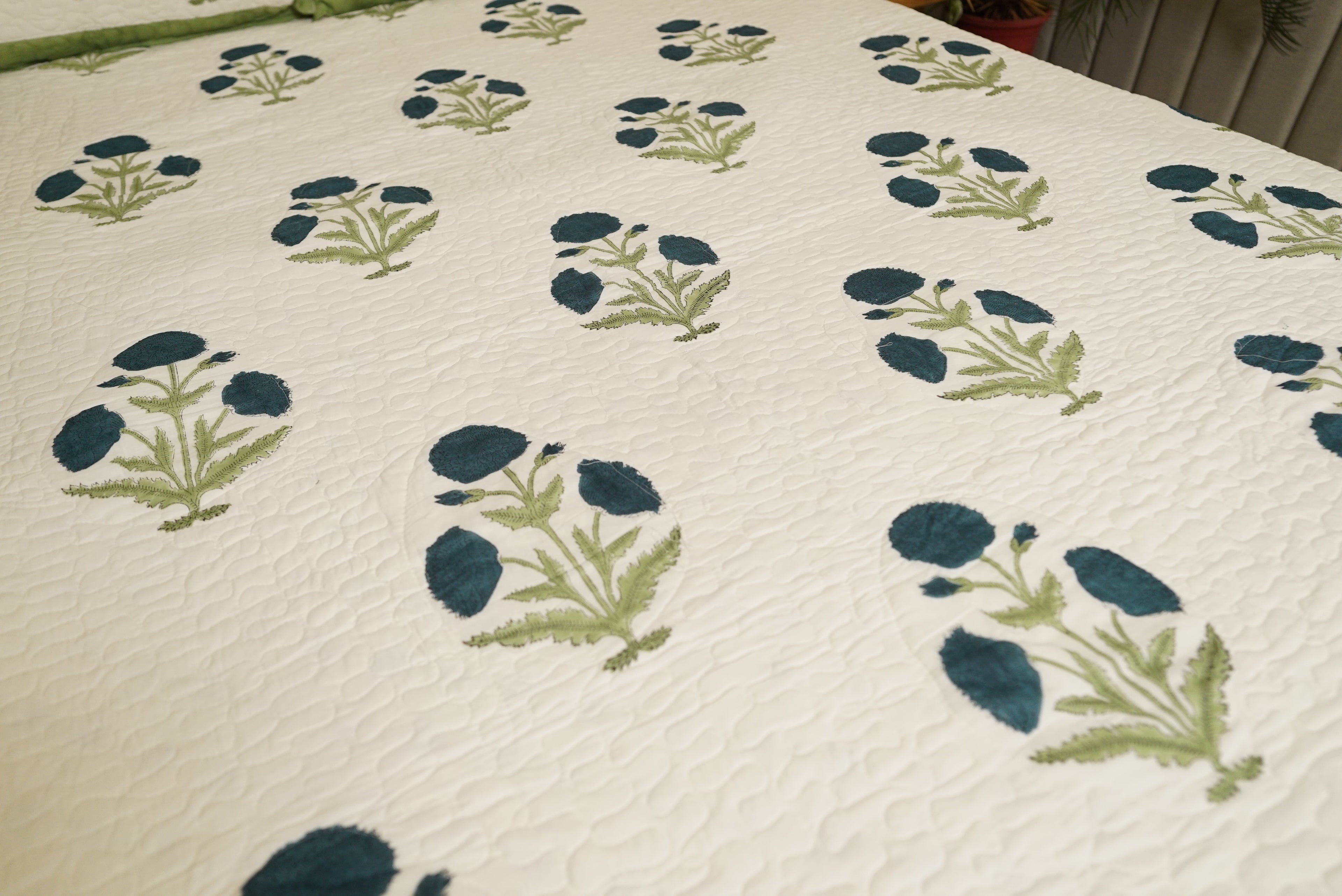 Aqua Phool Bedcover