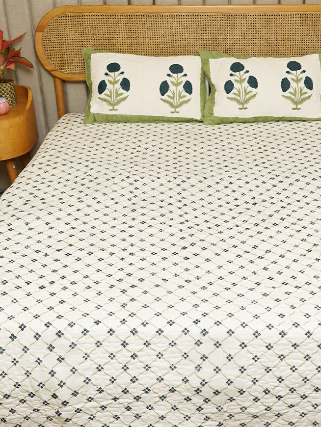 Aqua Phool Bedcover