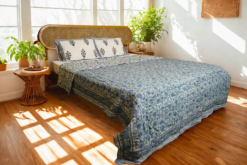 Indigo Vine Courtyard Quilt